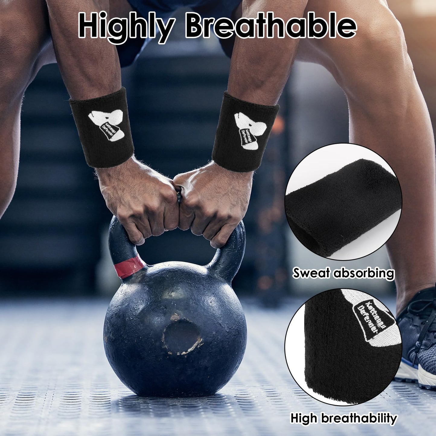 Kettlebell Wrist Guards with Built-in PP Hard Plate for Impact Protection, Moisture-Wicking Cotton Sweatbands for Heavy Lifting & HIIT, Zero Setup Large Fit for Thicker Wrists & Users Over 220 lbs