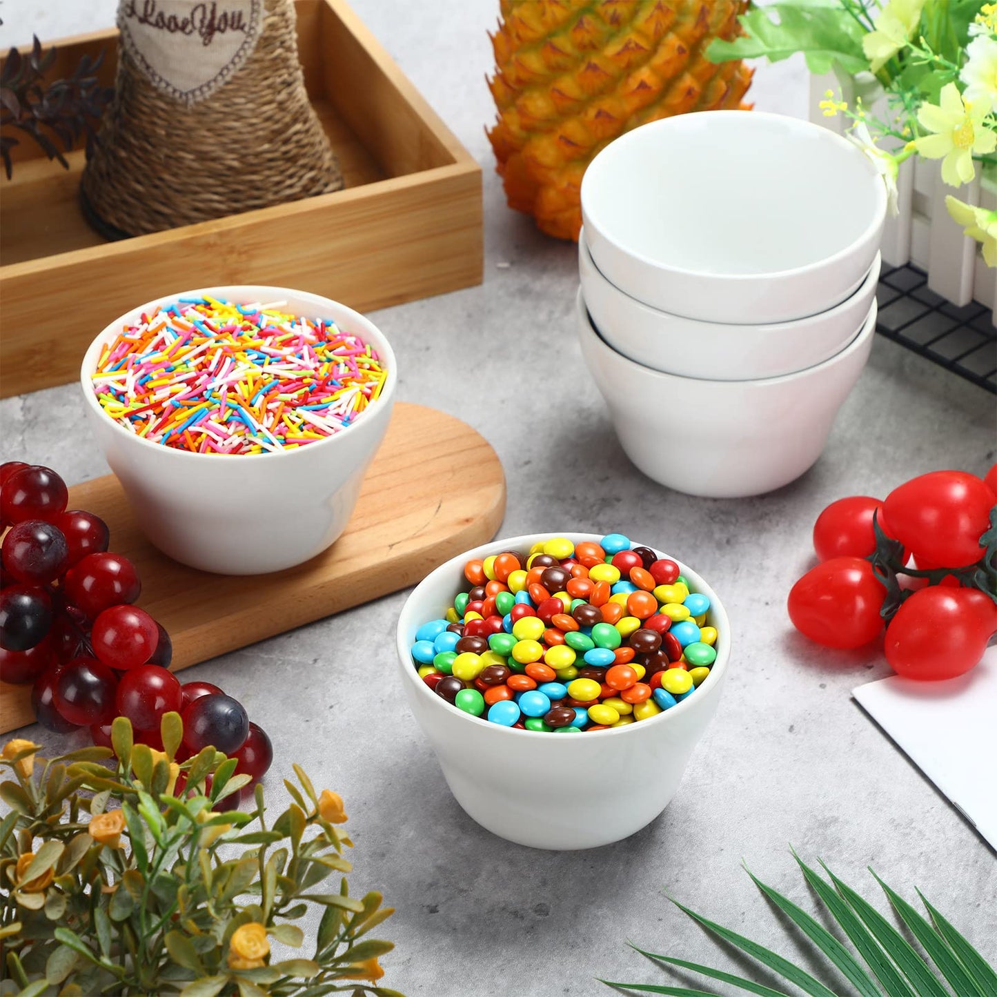 Patelai 12 Pcs 8 oz Porcelain Soup Cups Small White Dessert Bowls Broth Dip Cups for Ice Cream Dipping Sauce Bouillon Soups Side Dishes Salads Cereal Rice, Microwave and Dishwasher Safe