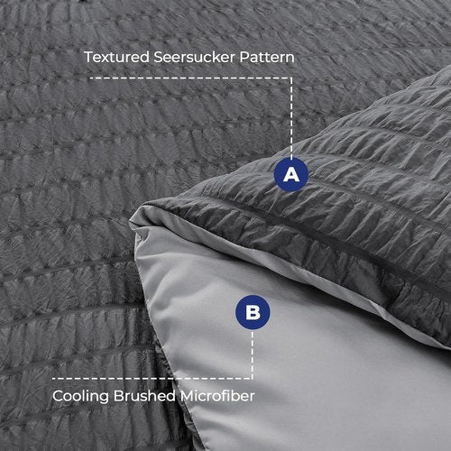 HYMOKEGE Comforter Set - All Season Luxury Bedding in Dark Grey/Light Grey | 7 Pieces, Full Size