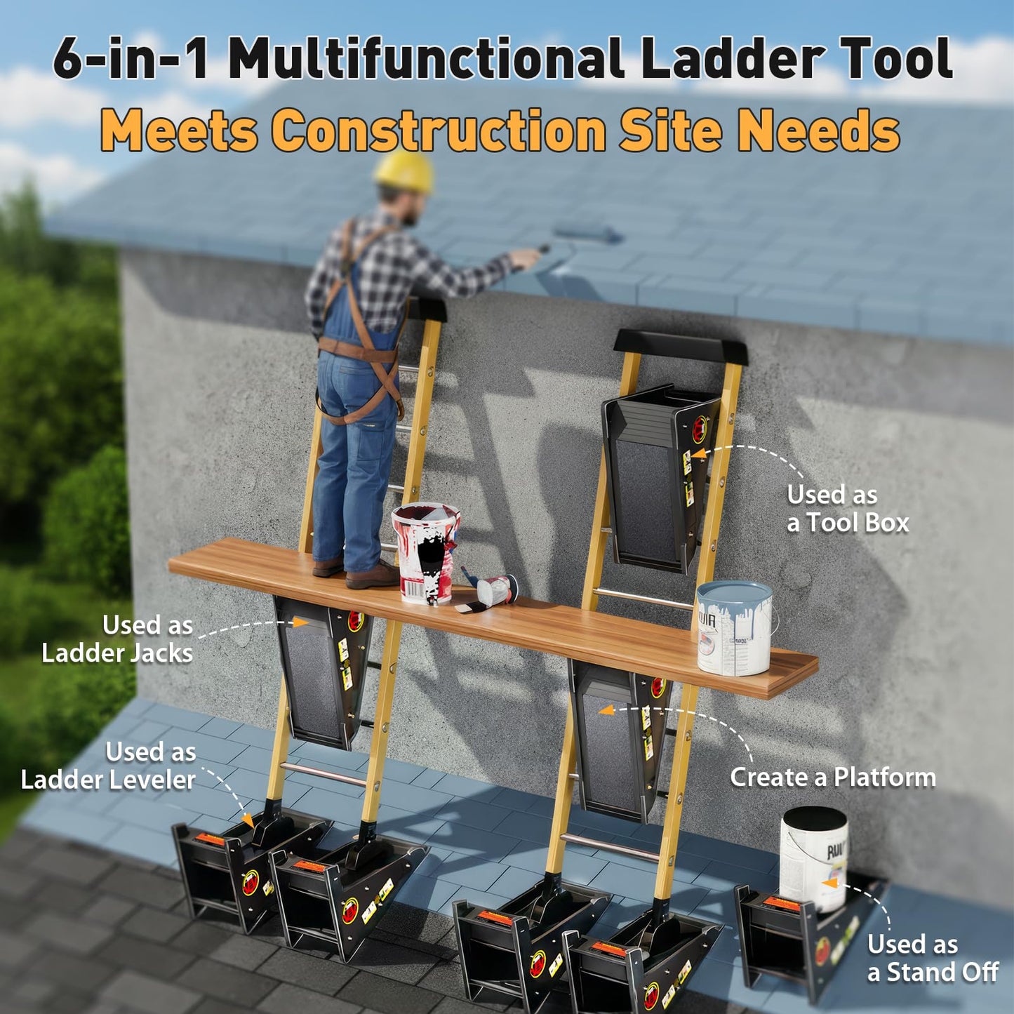 Ladder Leveler,Roof Leveler Tool, Ladder Stabilizer,Roof Leveling Tool,Stable Platform for Uneven Surface