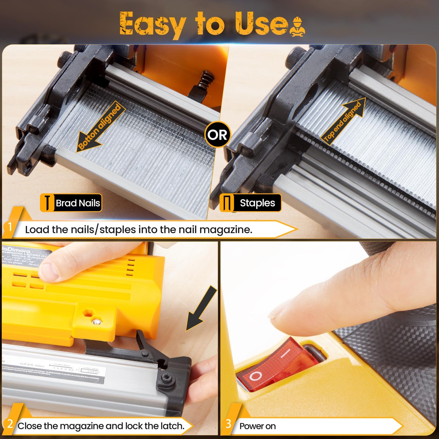 Cordless Brad Nailer Compatible with DeWalt 20V Battery, 2 in 1 Nail Gun & Staple Gun with 1000 Nails &1000 Staples, 18 Gauge Brad Nailer for Home Improvement(No Battery)