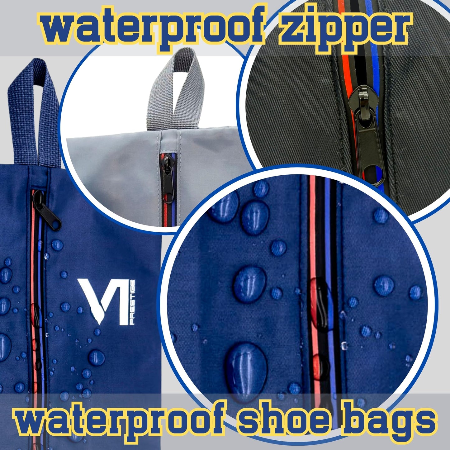 Shoe Bags for Travel with Waterproof Zipper-Durable Polyester Material Shoe Pouch - Large Size Gym Cleat Bag Smell Dust Proof Unisex/Lightweight 6-pack Set
