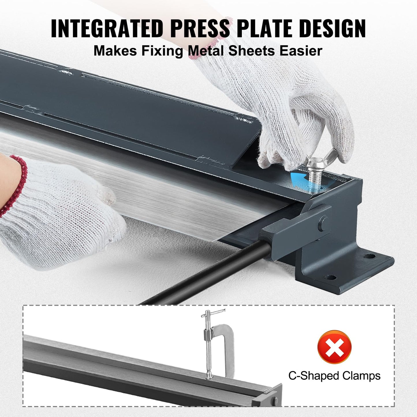 VEVOR Box and Pan Brake, 48-Inch, 0-130 Degrees Sheet Metal Bending Brake, Portable Mini Metal Bender with 20 Gauge Low Carbon Steel 14 Gauge Aluminum Capacity Power Handle, for Metal Bending