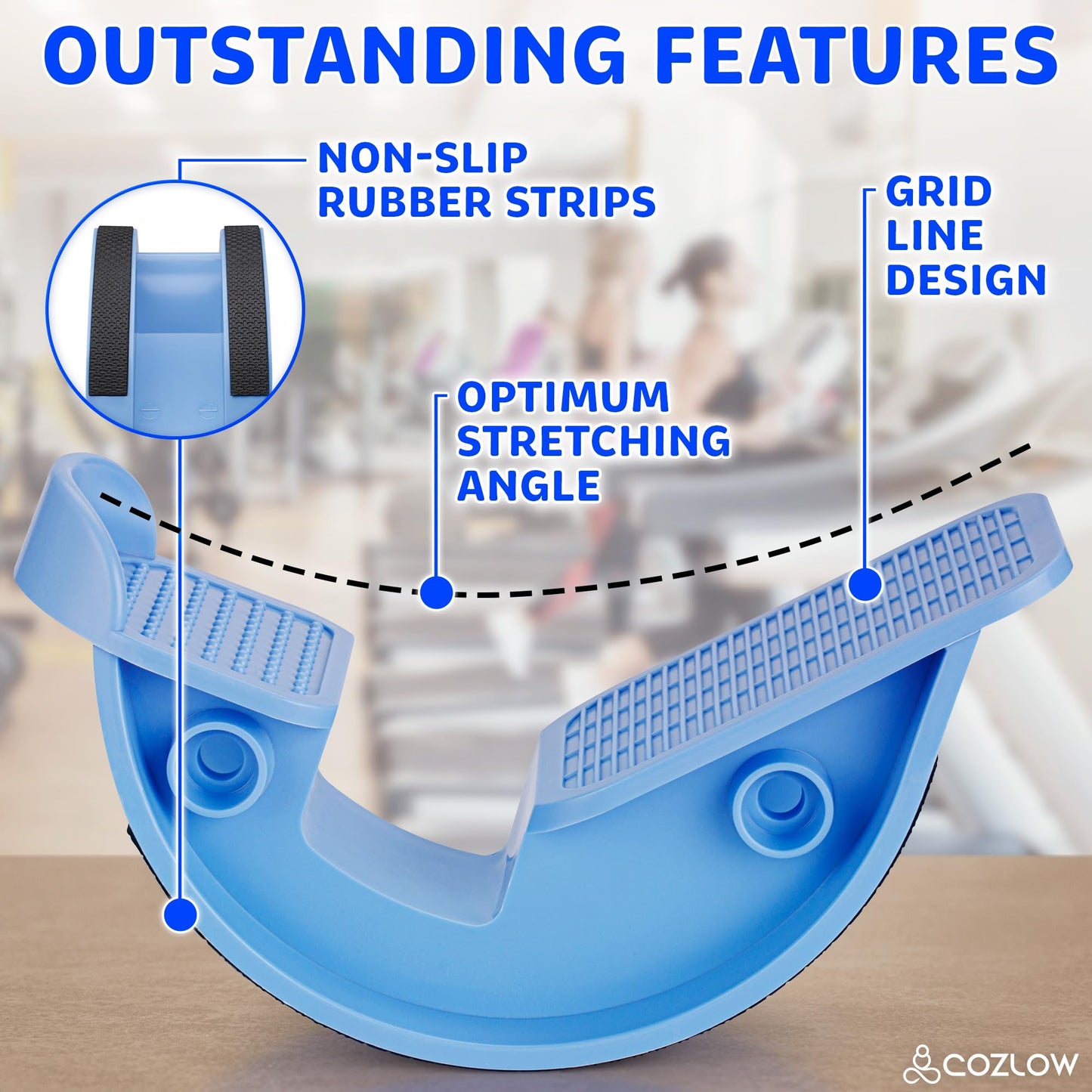 Cozlow Calf Stretcher & Foot Rocker (Blue), Effective Feet Stretching for Ankle Strengthening & Enhanced Flexibility, Pain Relief for Plantar Fasciitis, Achilles Tendonitis, Heel Spurs & Tight Calves