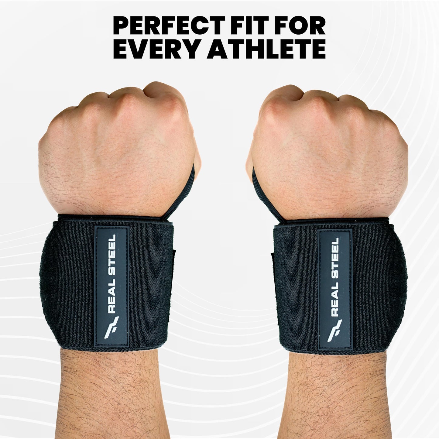 Real Steel Heavy-Duty Wrist Wraps for Weightlifting Men & Women - 24" Gym Wraps with Thumb Loop - Wrist Straps for Weightlifting Support, Powerlifting, and Strength Training - Workout Support Braces