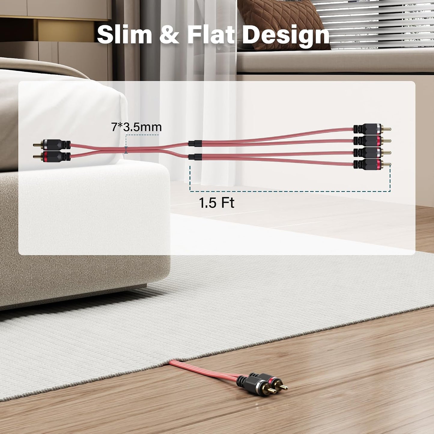 2 4 15 to Channel Male RCA Car Audio Cable Ft, Bi-Directional Y Splitter RCA Adapter Interconnect Cord, OFC Shielded