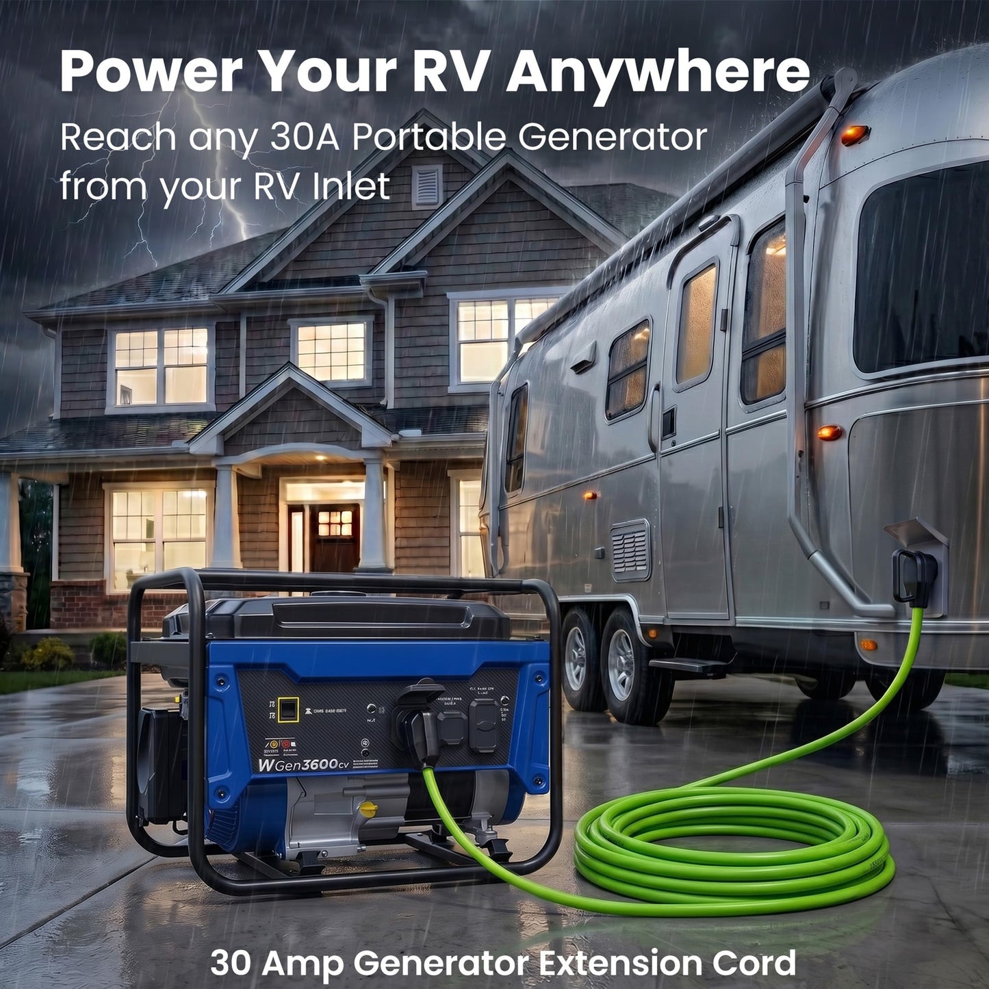 GEARit 30 Amp RV Extension Cord 100 Ft, 10/3 STW 30Amp RV Power Cord 125V 3750W NEMA TT-30P to TT-30R, 3 Prong Waterproof Heavy Duty for Camper Travel Trailer