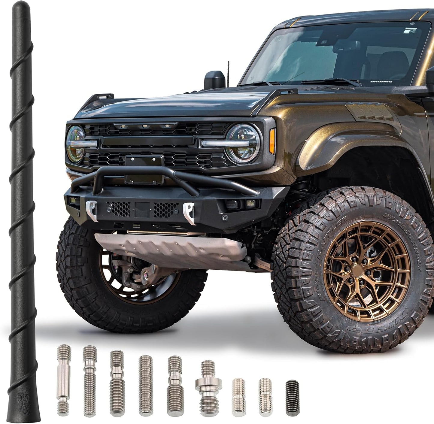 Votex 8" Universal Short Rubber Spiral Antenna Kit Enhanced Reception, Carwash Proof, Flexible and Durable with Tuned