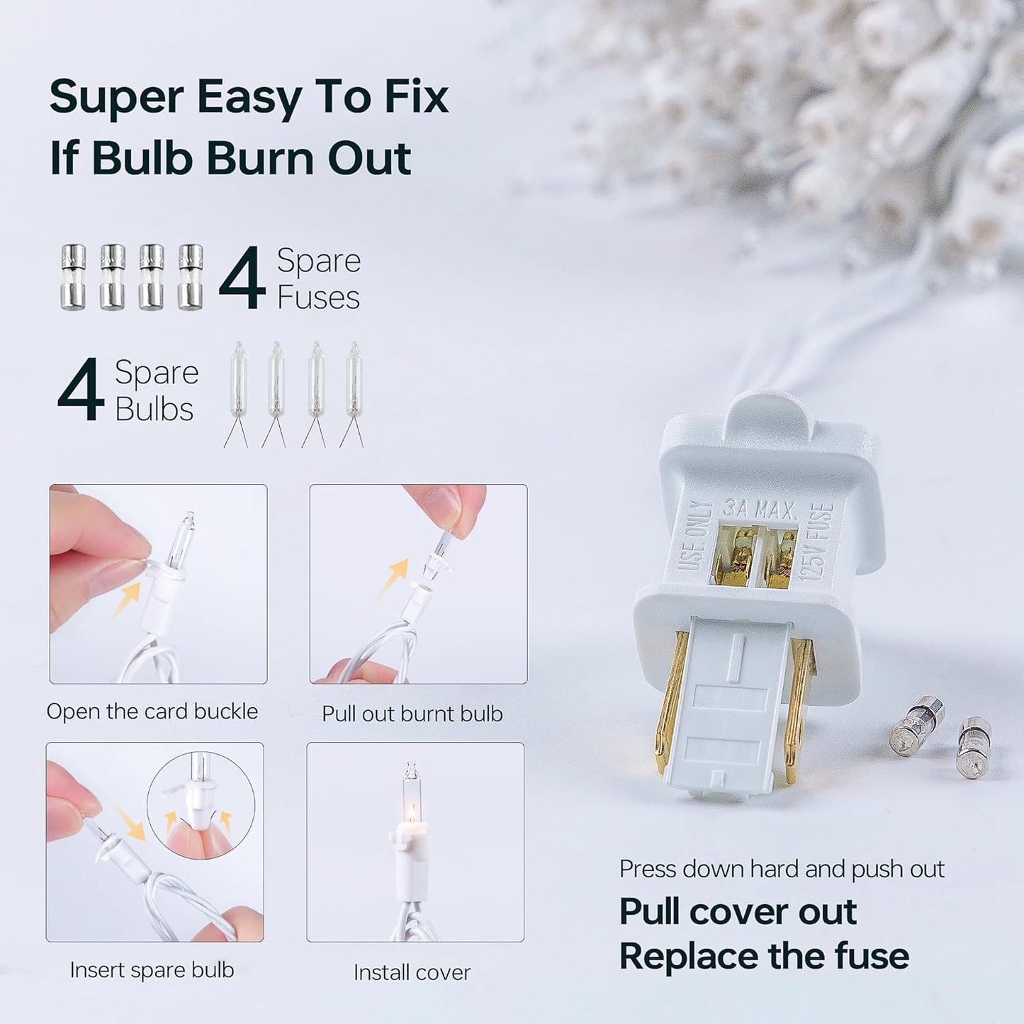 Skiennix 100 Count Clear Christmas Lights - Connectable Indoor/Outdoor Mini String Lights | 23 Feet Warm White