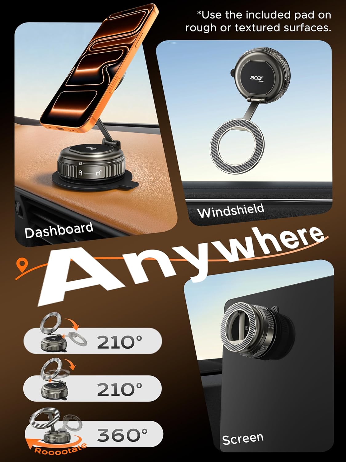 Acer [5000gf 360 17 16 15 14 13, Gadget Car Phone Mount, MagSafe Phone Holders for Your Car Magnetic Hold] Adjustable