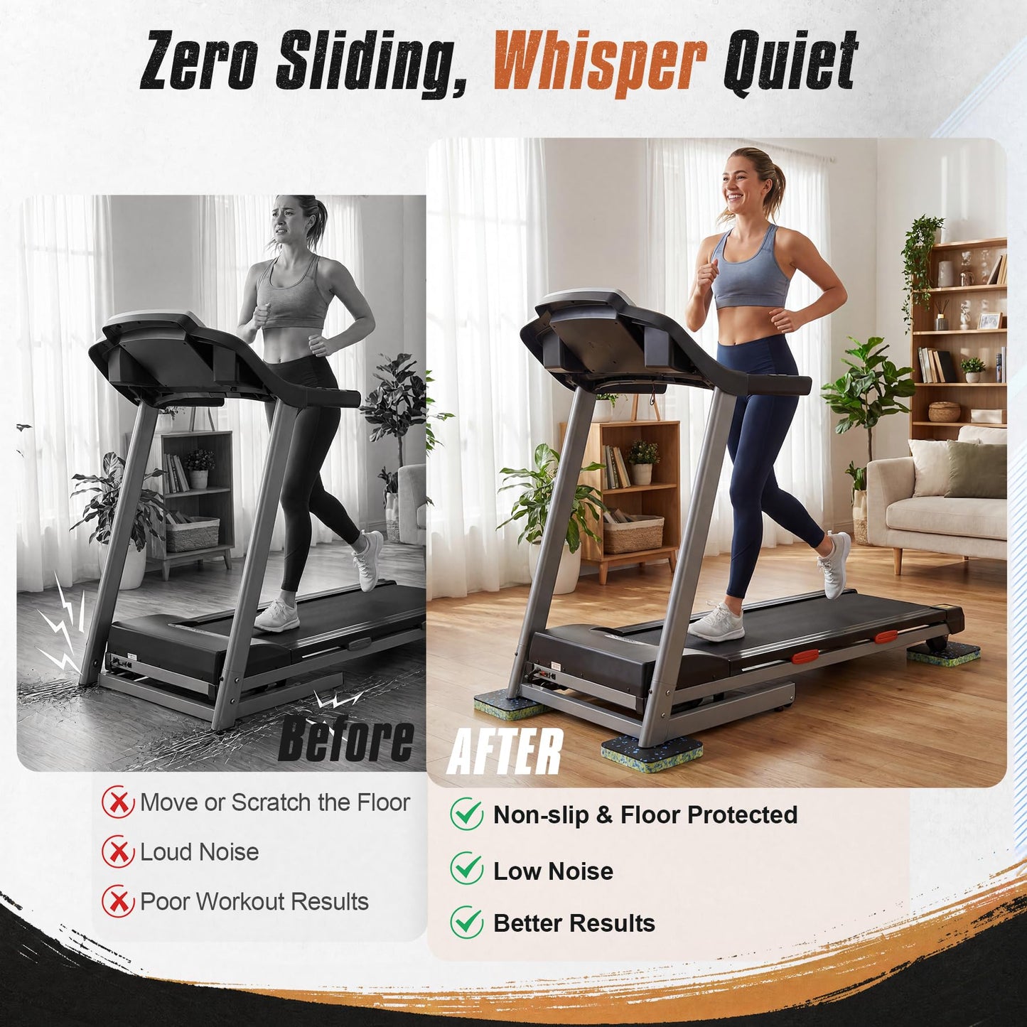 ACOCO Treadmill Incline Riser Blocks and Walking Pad Mat 8 Pcs, Stackable Vibration Pads for Hardwood Floors, Anti-Slip Equipment Base for Home Gym, High Density
