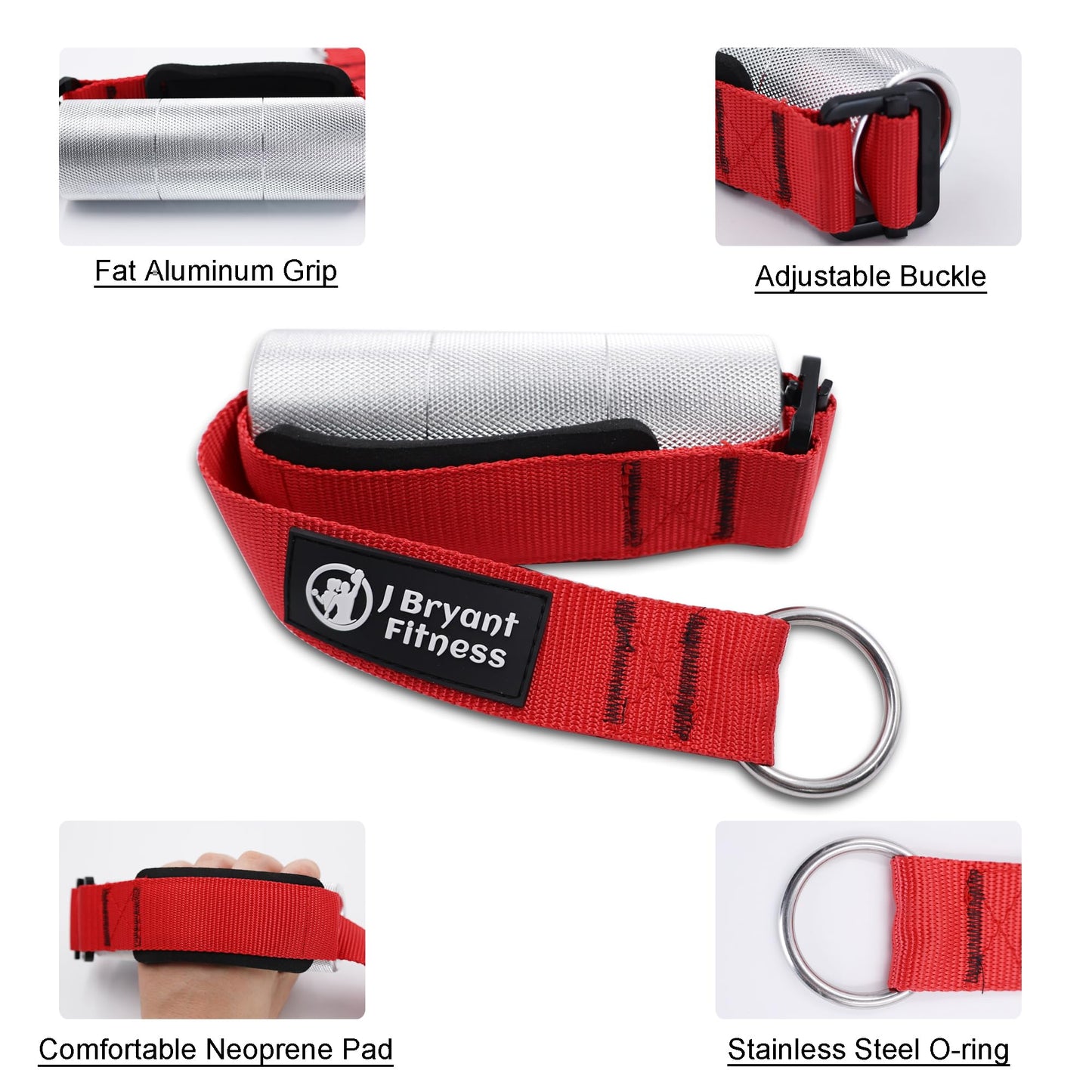 J Bryant Arm Wrestling Exercise Handle Φ2 in Grip Red - Wrist and Forearm Exerciser Pulldown Triceps Rope Workout