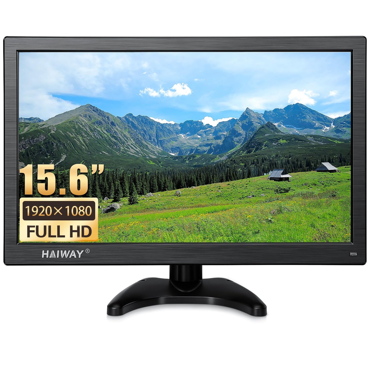 Haiway 15.6 inch Small Computer Monitor, High Resolution 1920x1080P Small hdmi Monitor with HDMI/VGA/BNC/AV/USB Port for PC, Laptop, CCTV Security Monitors with Remote Control, Built-in Speakers