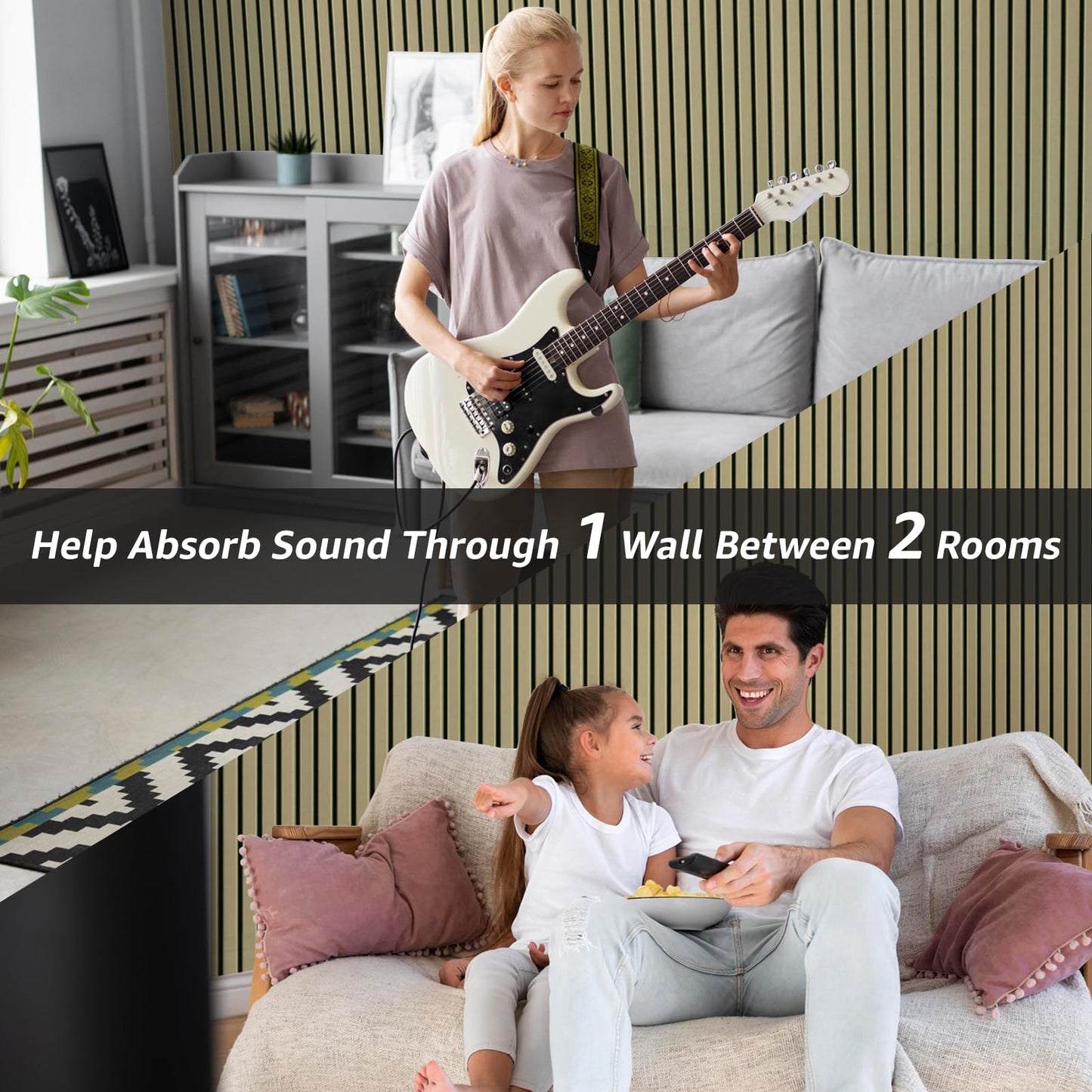 Art3dwallpanels 10 Pack Acoustic Panels, 48" X 12" X 0.43" Soundproof Wall Panels, Self Adhesive High Density Sound Absorbing Acoustic Treatment for Recording Studio, Office, Camel and Black