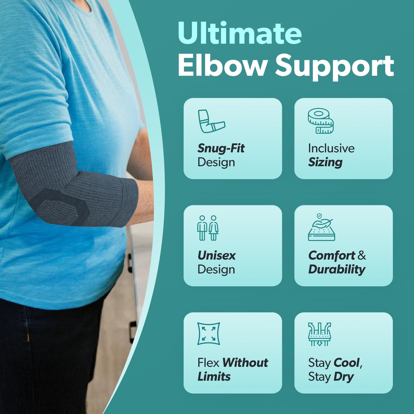 BraceAbility Elbow Compression Sleeve for Bursitis - Olecranon Elbow Brace for Tendonitis, Tennis Elbow, Golfers Elbow, Arthritis, Elbow Pain Relief Arm Sleeve for Women and Men (M - Gray)