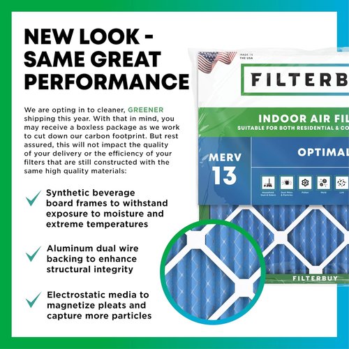 Filterbuy 20x20x1 Air Filter - MERV 13 Smoke & Allergy Defense | 4-Pack Electrostatic Pleated HVAC Filters