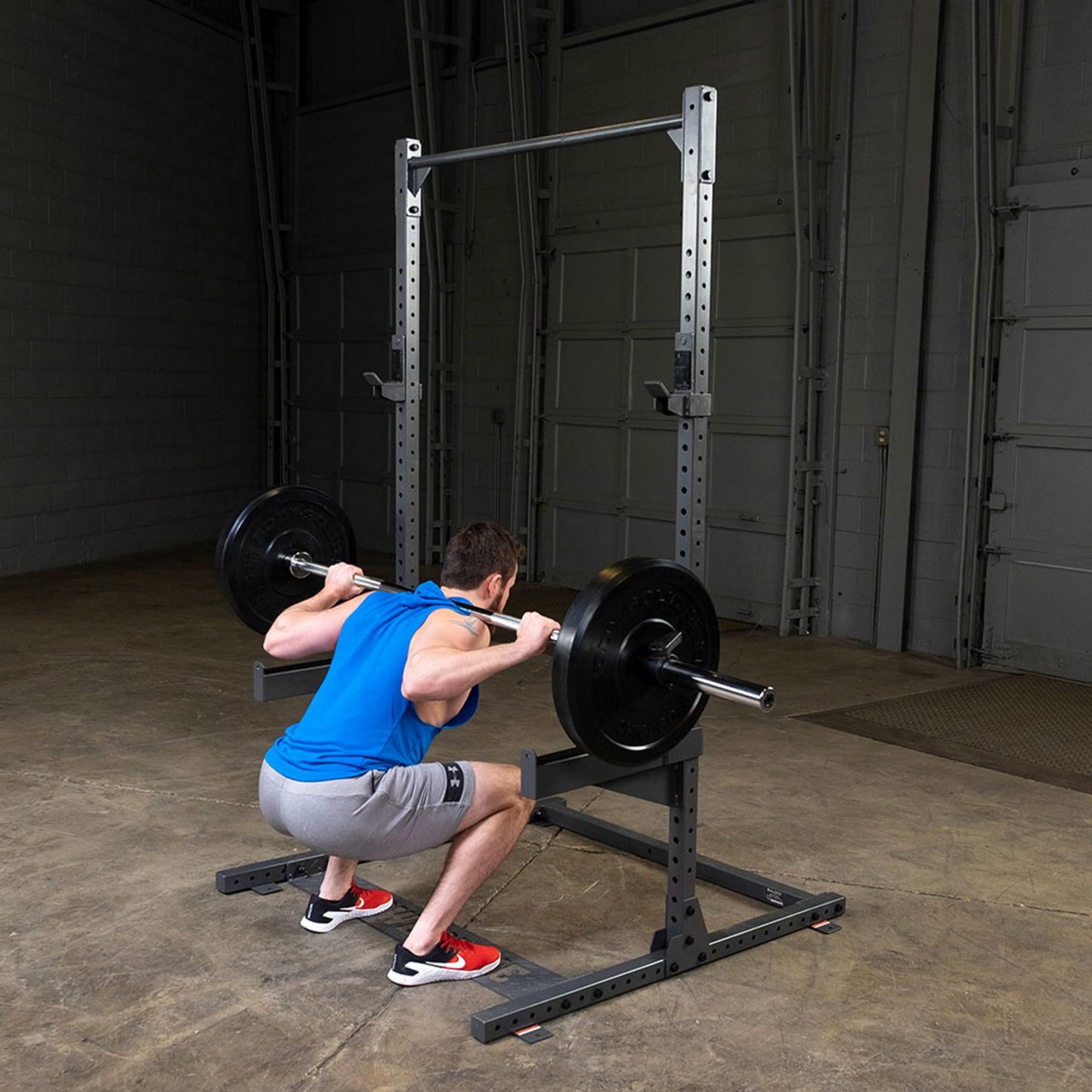 Body-Solid Powerline (PPR500) Half Rack - Compact Power Cage with J-Cups & Safety Spotter Arms for Home Gym Strength Training