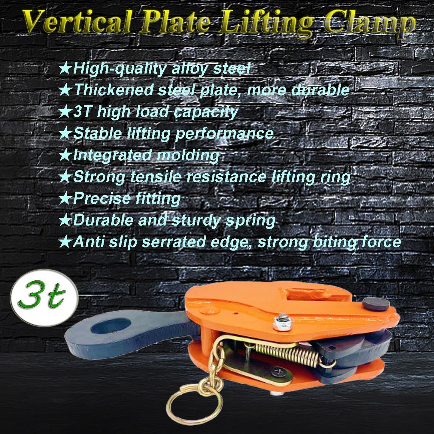 INTBUYING Vertical Plate Lifting Clamp 3T Load with Lock Hoist Hook Steel Plate Clamp Lifting Hook Heavy Duty Jaw Opening Max 1.57 inch