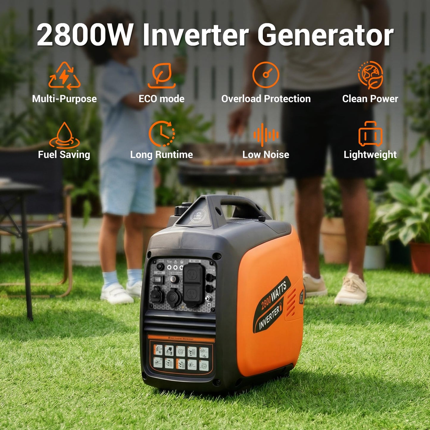 Oxseryn 2800-Watts Portable Inverter Generator, Gas Generators for Home Use, Camping, Super Quiet Emergency Home Backup, with Fuel Shut Off, 1.1Gal Fuel Tank, 39Lbs, EPA Compliant