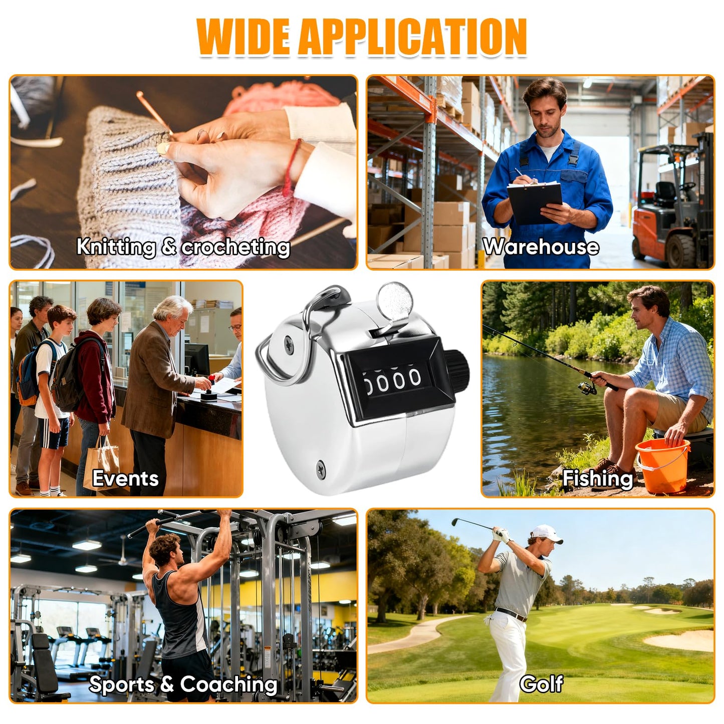 LKbeuuu Metal Handheld Tally Counter, Clicker Counter with 4 Digit Display, Hand Mechanical Counter for Counting, Golf, Baseball, Knitting, Coaching, Fishing and Laps