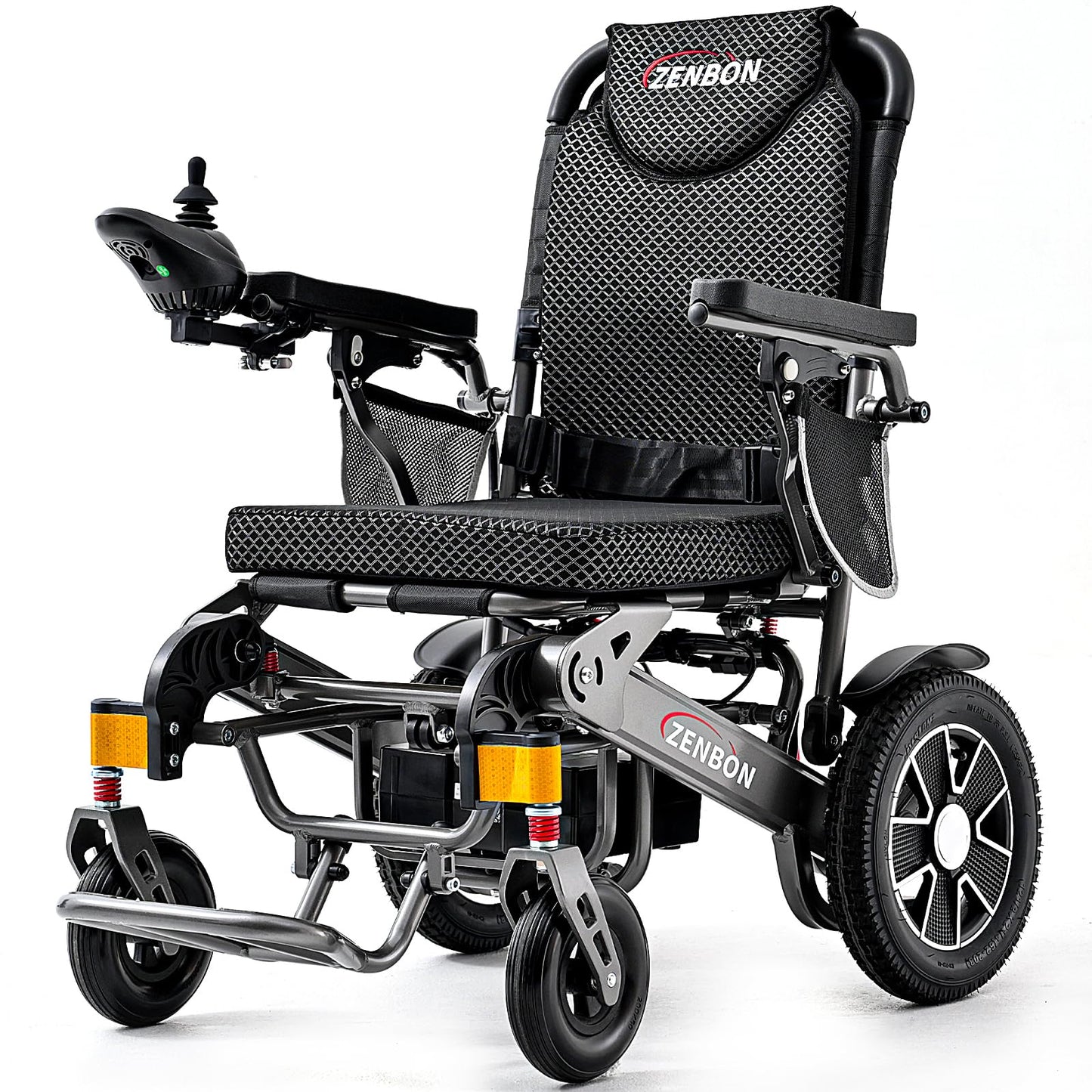 Electric Wheelchair ZENBON Lightweight Extra Wide Automatic Folding Motorized Wheelchairs for Seniors/Adults Motorized Mobility Device All Terrain 700W Power Wheel Chairs with Baskets 330Lbs