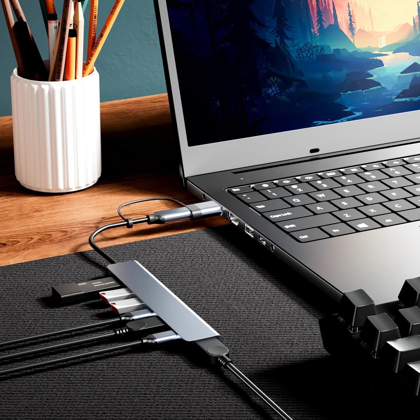 FAWETTY 7 1 2* 5* 3.0 2.0 PS4, Aluminum in USB C/USB Hub, USB C and USB, USB and USB Ports, Ultra Slim Portable USB