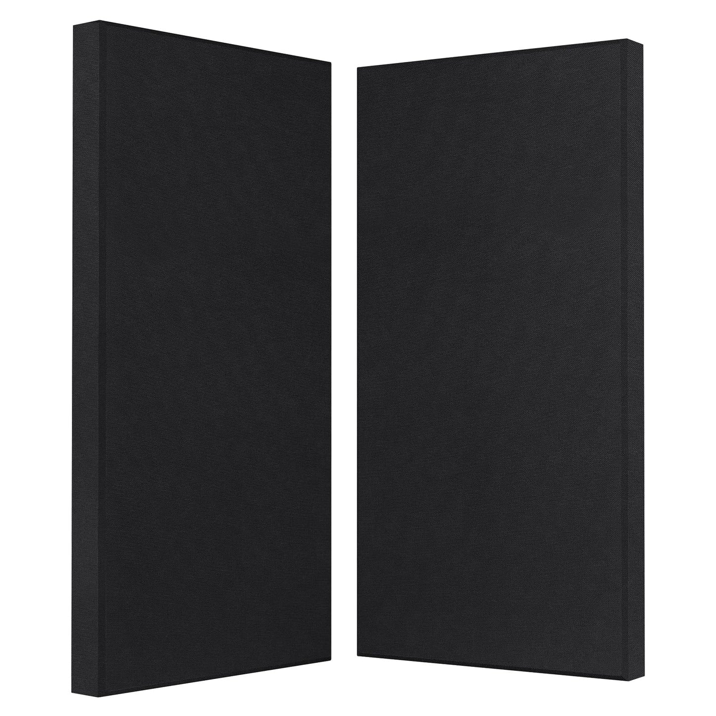 2” Thick Acoustic Panels with Hanging Hardware, 2 PCS 47.2” x 23.6” Fiberglass Sound Absorbing Panels for Home Theater Church Office Wall, Black