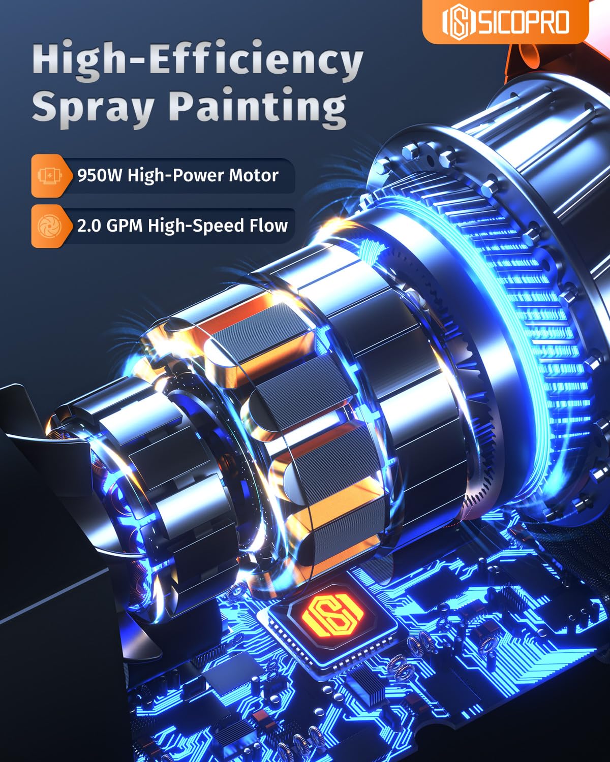 SICOPRO Airless Paint Sprayer, Paint Sprayer for House Painting, Power Paint & Hvlp Sprayers, Comes with Sprayer Accessories, for Home Interior & House Exterior DIY Painting Projects