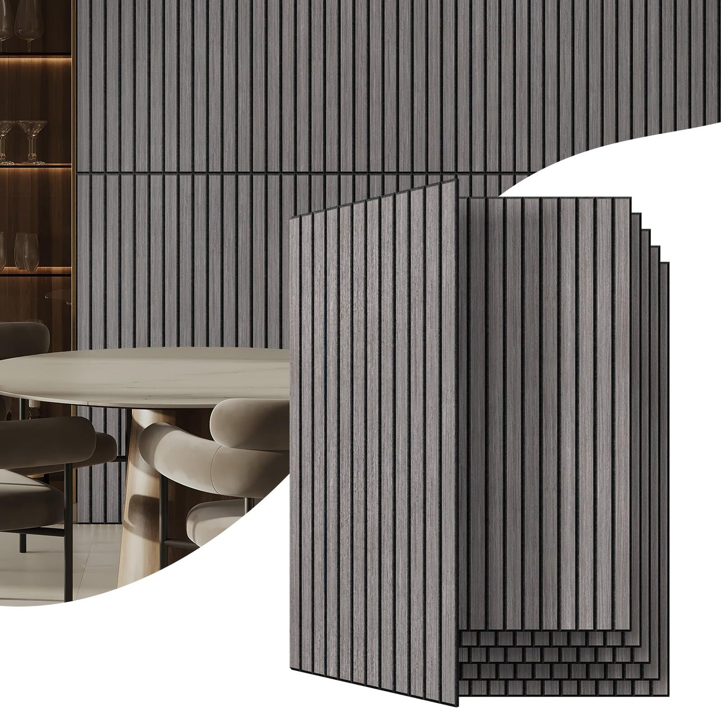 6 Pack Acoustic Wall Panels, 47.2" X 23.6" Sound Absorbing Panels, Decorative Sound Proof Panels for Office, Studio, Home Theatre - Light Grey