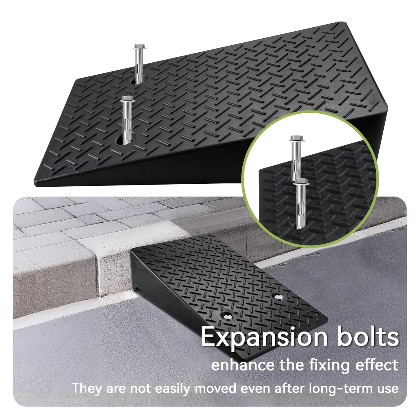 2 Pack Rubber Curb Ramps Driveway ramp, 7" H,19.7" L,31.5" W, Heavy Loading (7714LB)/3.5Ton Capacity, shed, Threshold, Motorcycle, Loading, Bikes, Wheelchairs Ramps