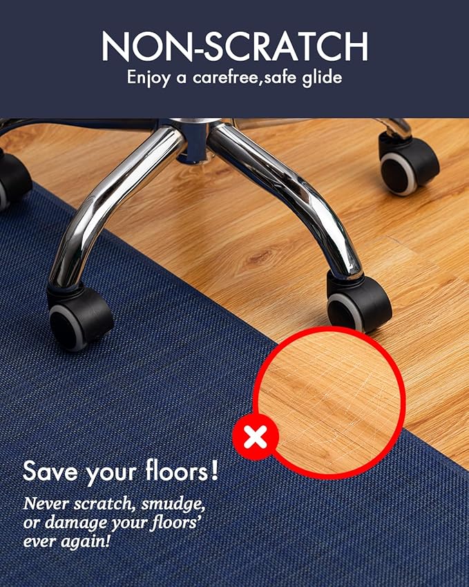 BARoyal Office Chair Mat for Hardwood Floor Under Desk Computer Rolling Chair Mat for Wood/Tile Floor Non-Slip Heavy Duty Desk Rug PVC Plastic Hard Floor Protector 48" x 60"(Indigo)