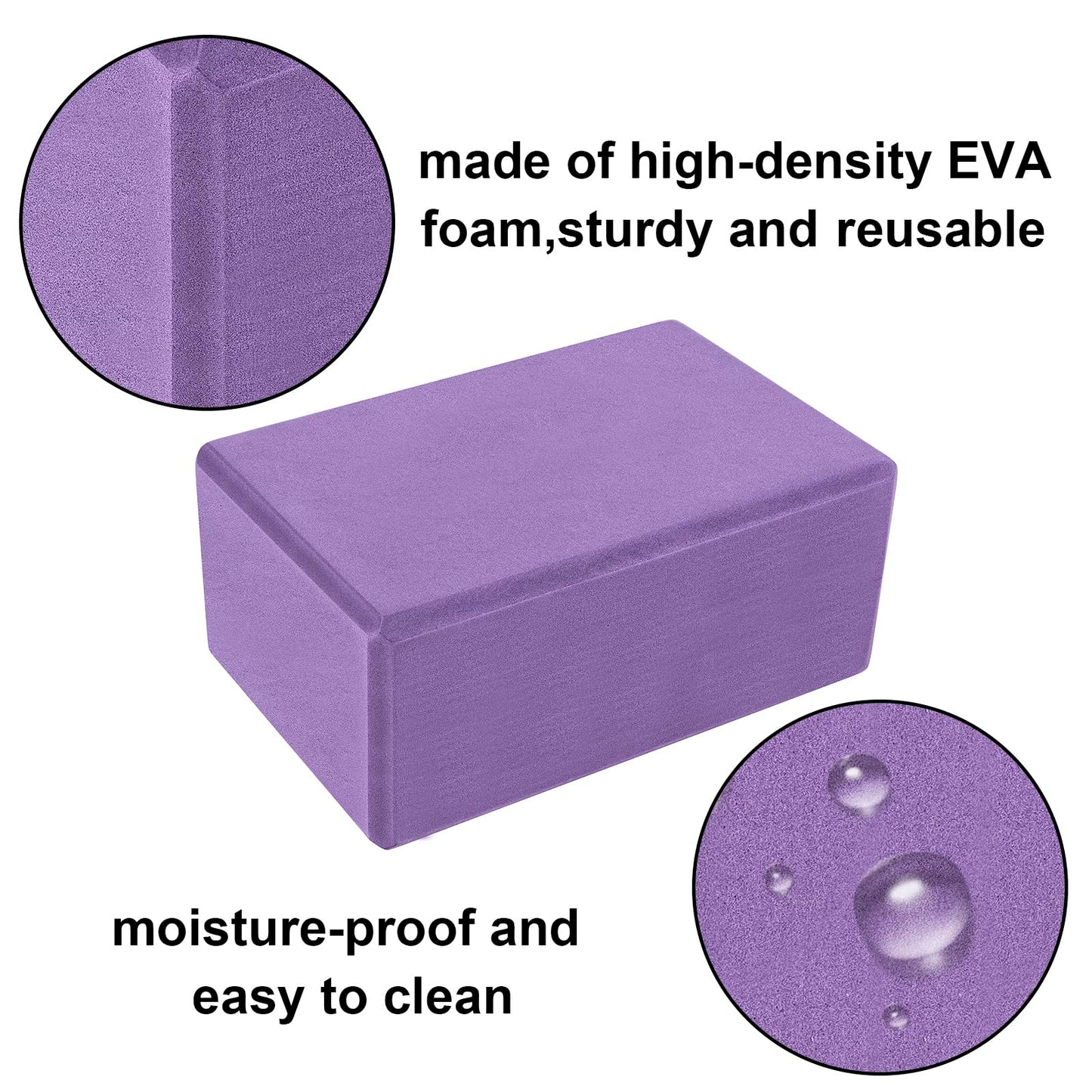 Muka 4 Pack Black Yoga Blocks 4x6x9 Inch, High Density EVA Foam Yoga Brick for Meditation, Pilates