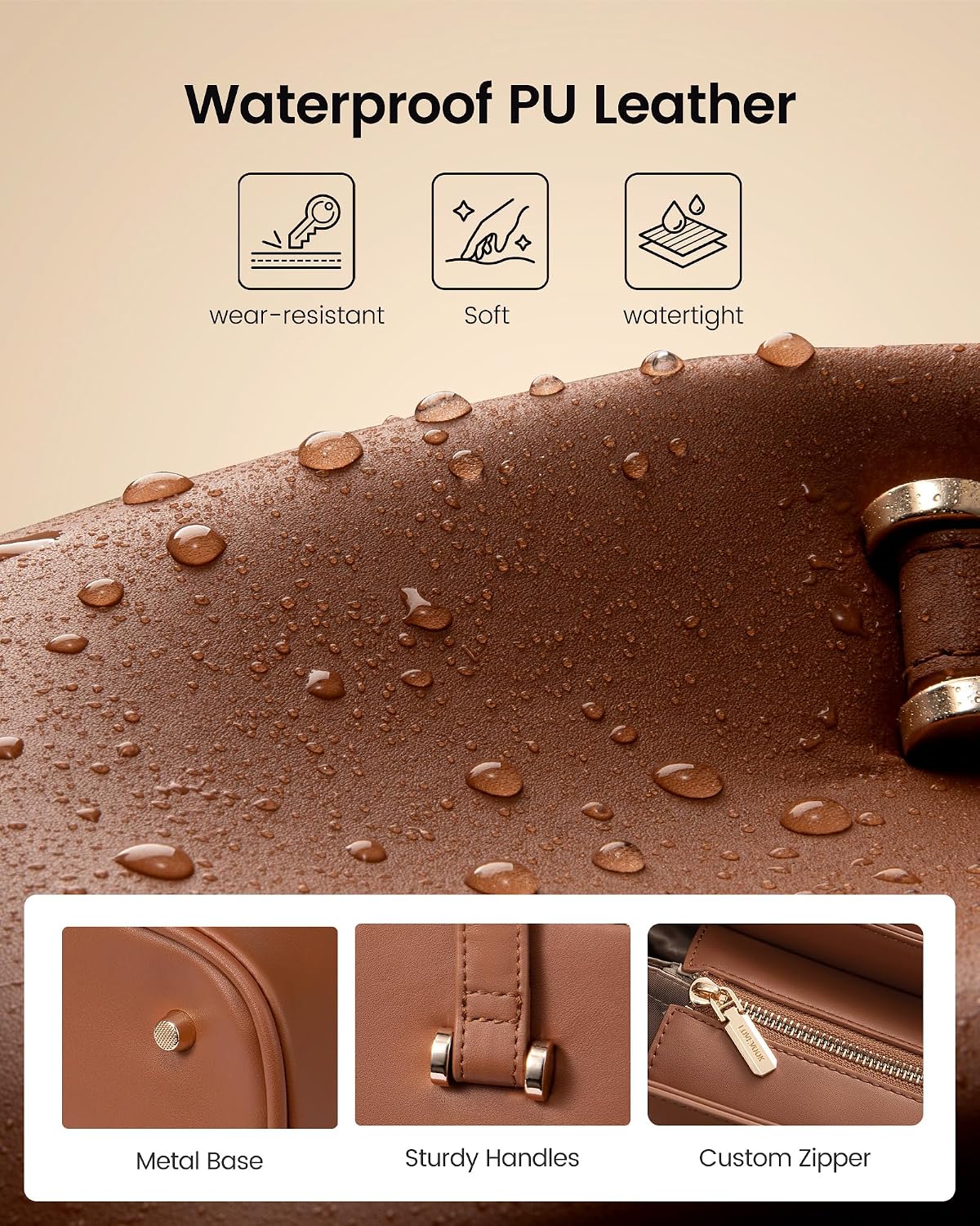 LOVEVOOK Laptop Tote Bag for Women, Work Tote Gift with Zipper, Leather Laptop Bag with Computer Compartment