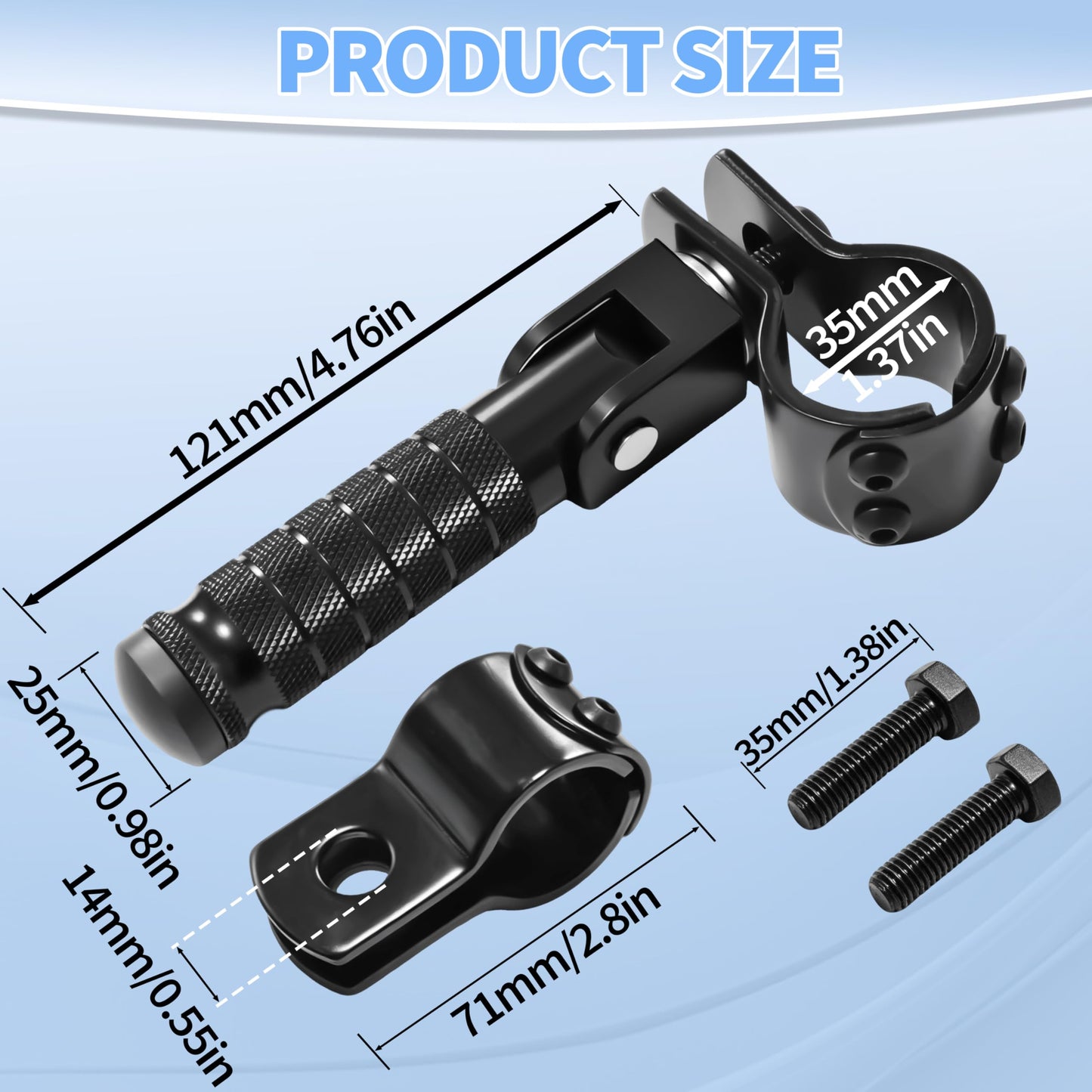 M8 Anti-Skid CNC Universal Motorcycle Foot Pegs Degree Foldable Footpegs Footrest,Upgrade Passenger Pedal For Mini Bike Dirt Pit Bike Electric Car Motorbike Honda Suzuki Yamaha Kawasaki(Black)