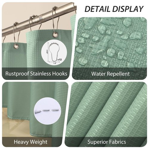 InnJoey Bathroom Accessory Set - 25PC Bathroom Sets with Shower Curtain and Rugs, Sage Green Bathroom Set, Bathroom Accessories Set, Shower Curtain Sets with Rugs, Bathroom Trash Can & Soap Dispenser