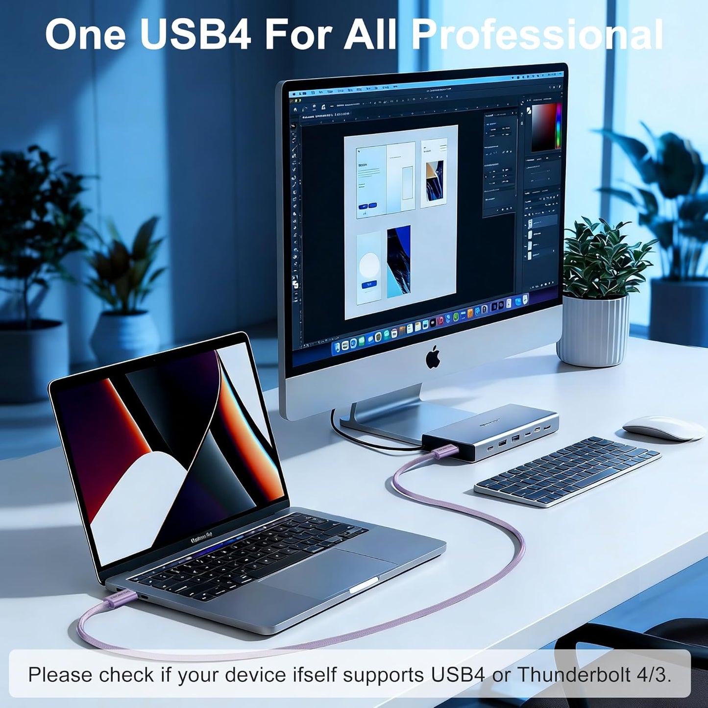 SHULIANCABLE 4 Cable,80Gbps 16K/8K 4/3, 3.3FT/1M) USB C Cable, USB Data Data Sync, Supports Displays,Compatible