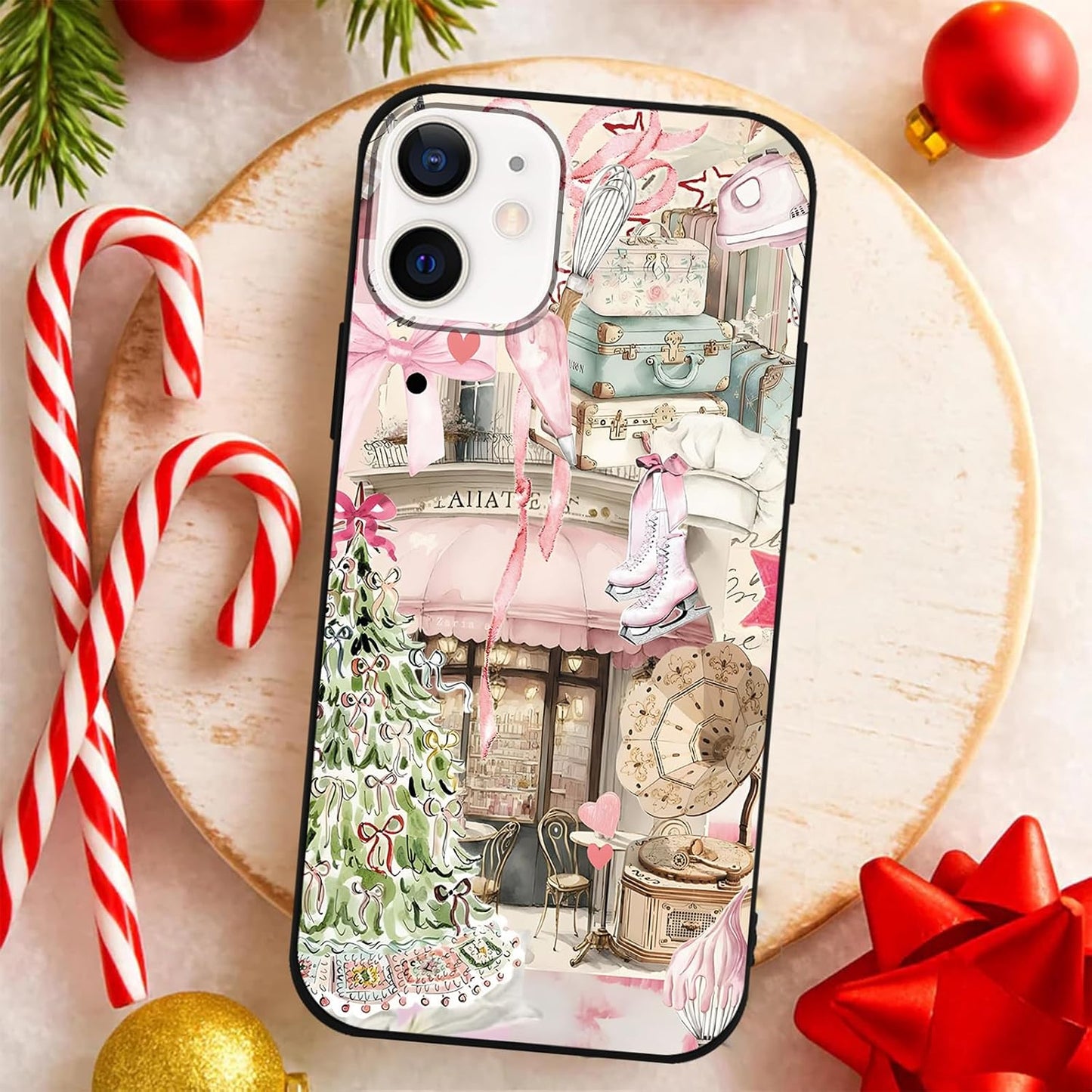Aoldimu 12/12 12 6.1 Inch Aesthetics Christmas Collage Phone Cases for iPhone Pro Case Merry Christmas Shockproof Soft
