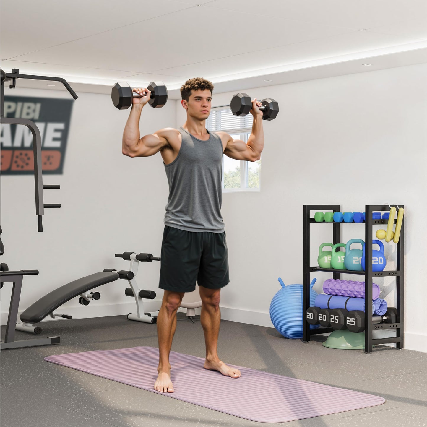 Dumbbell Rack 3-Tier 20 IN Length Adjustable Weight Rack For Home Gym Dumbbells Kettlebell (Rack Only)
