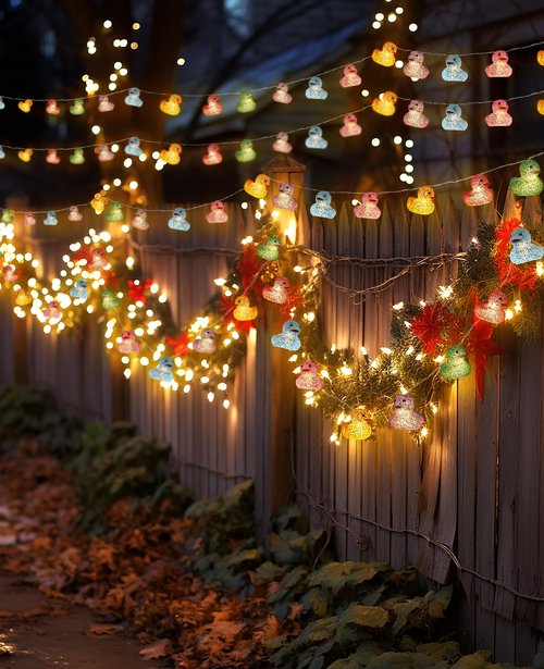 AceList 20 LED Glitter Rubber Ducks String Lights - Perfect for Kids, Parties, and Children's Room, Nurseries Decor - Battery or USB Powered - Squeezable and Sound-Enabled