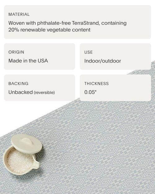 Martha by Martha Stewart | Chilewich Boxwood Placemats in Sea - Set of 4 - Easy Care Woven Tabletop Textiles - Indoor/Outdoor - 15" Round