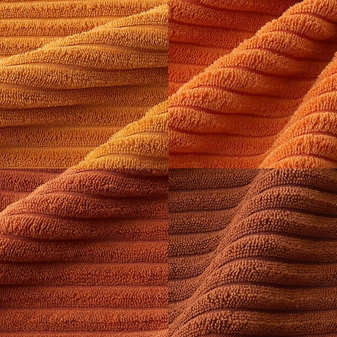 MIULEE Boho Farmhouse Throw Pillow Covers 18x18 Inch Set of 4 Mordern Nordic Cushion Covers Soft Corduroy Home Decor for Couch Bed Sofa Living Room Orange Rust