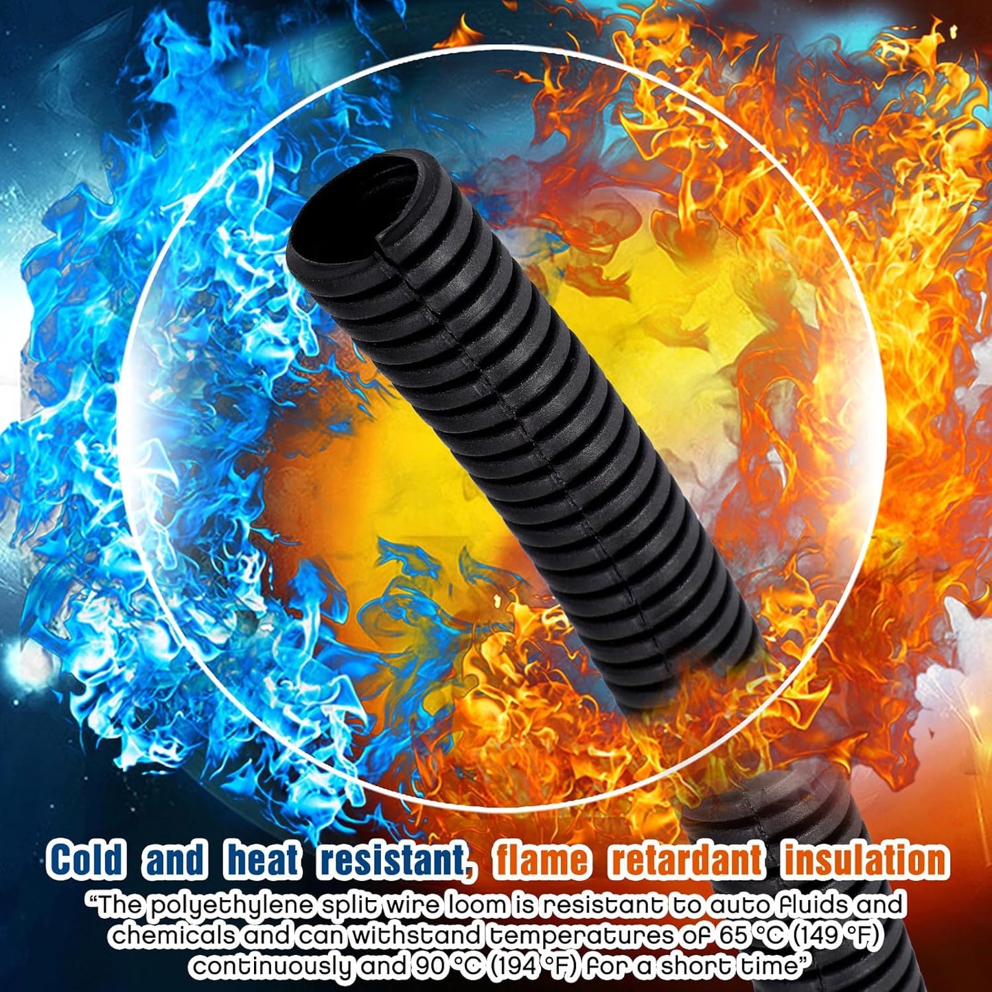 Sasylvia 1/4", 1/2", 3/8" 25 x Ft Split Wire Loom Tubing Wire Loom Assortment Split Cable Sleeves Bulk Flexible