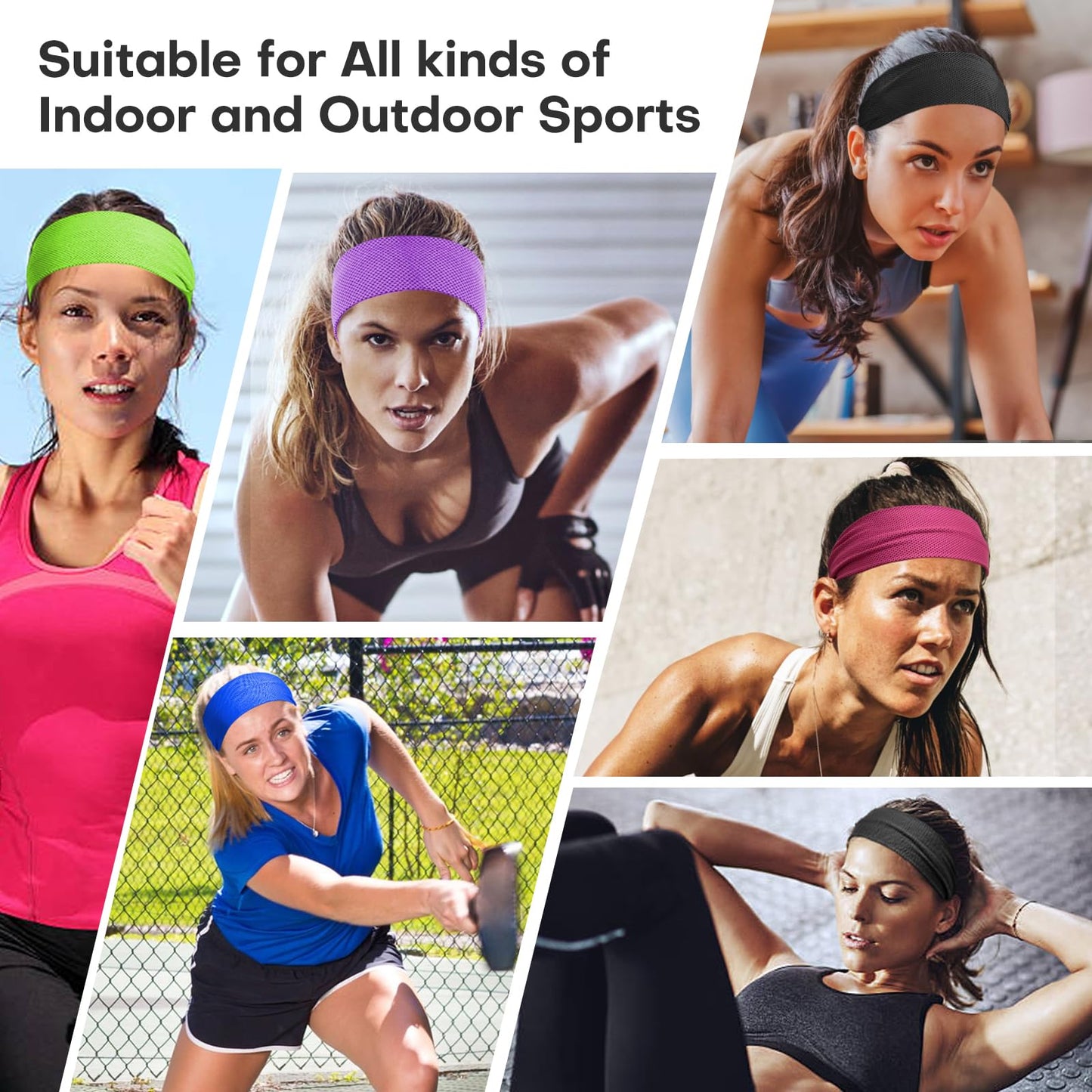 5PCS Cooling Headbands, Stretchy Cooling Sweatbands, Moisture-Wicking Sports Headbands for Women and Men Workout, Yoga, Running, Biking