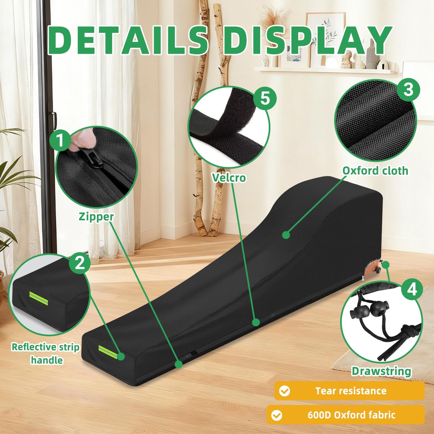 Rowing Machine Cover Fits Concept2 Rower, Fitness Equipment Accessory, 600D Heavy-Duty Waterproof & Fade-Resistant with 50+ UPF UV Shield and WindLock Elastic Hem, Black