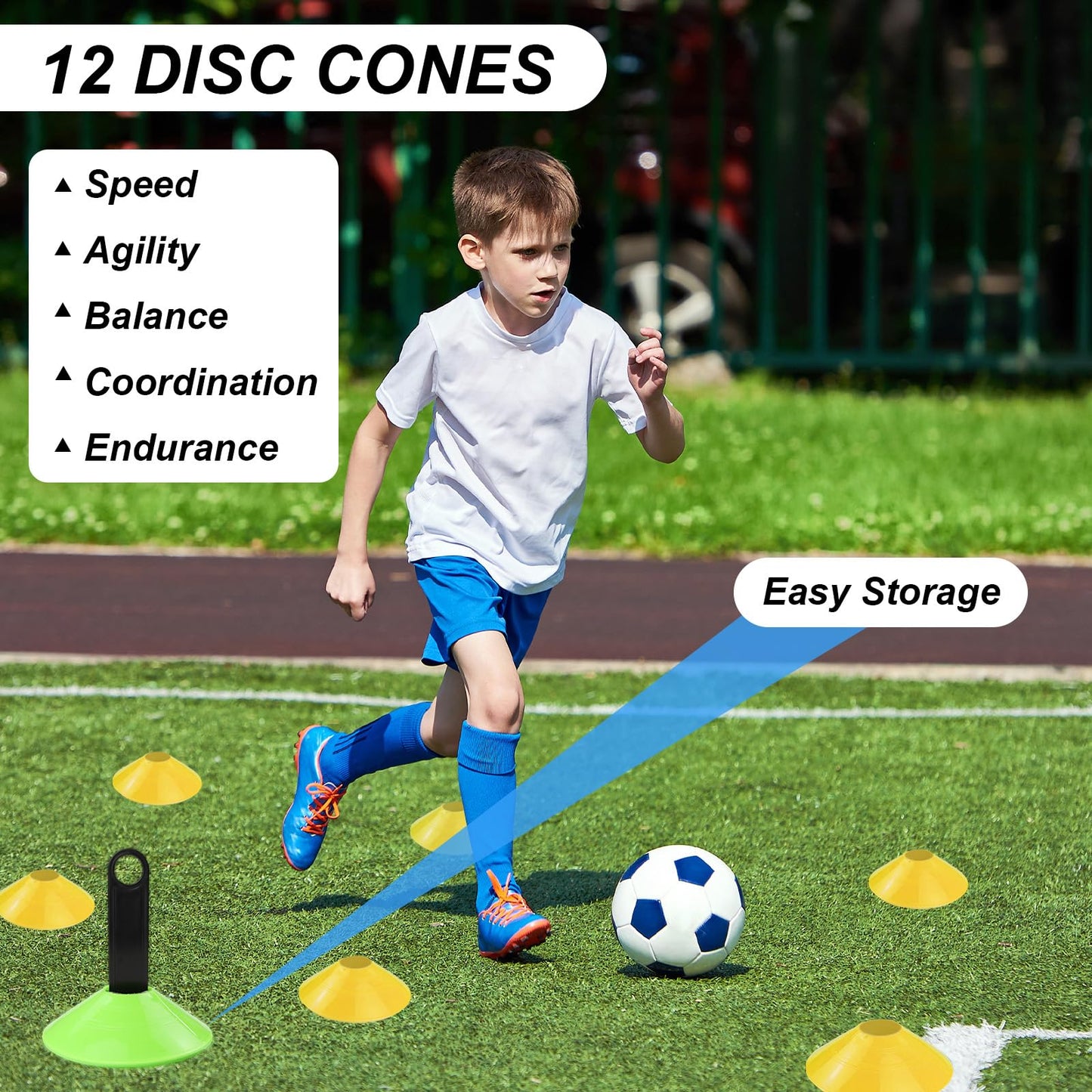 grestar Speed Agility Training Equipment Set, Blue Agility Ladder 20ft, 12 Football Cones, Resistance Running Parachute, Jump Rope, 5 Resistance Bands, Football Soccer Fitness Drills for Kids Adults
