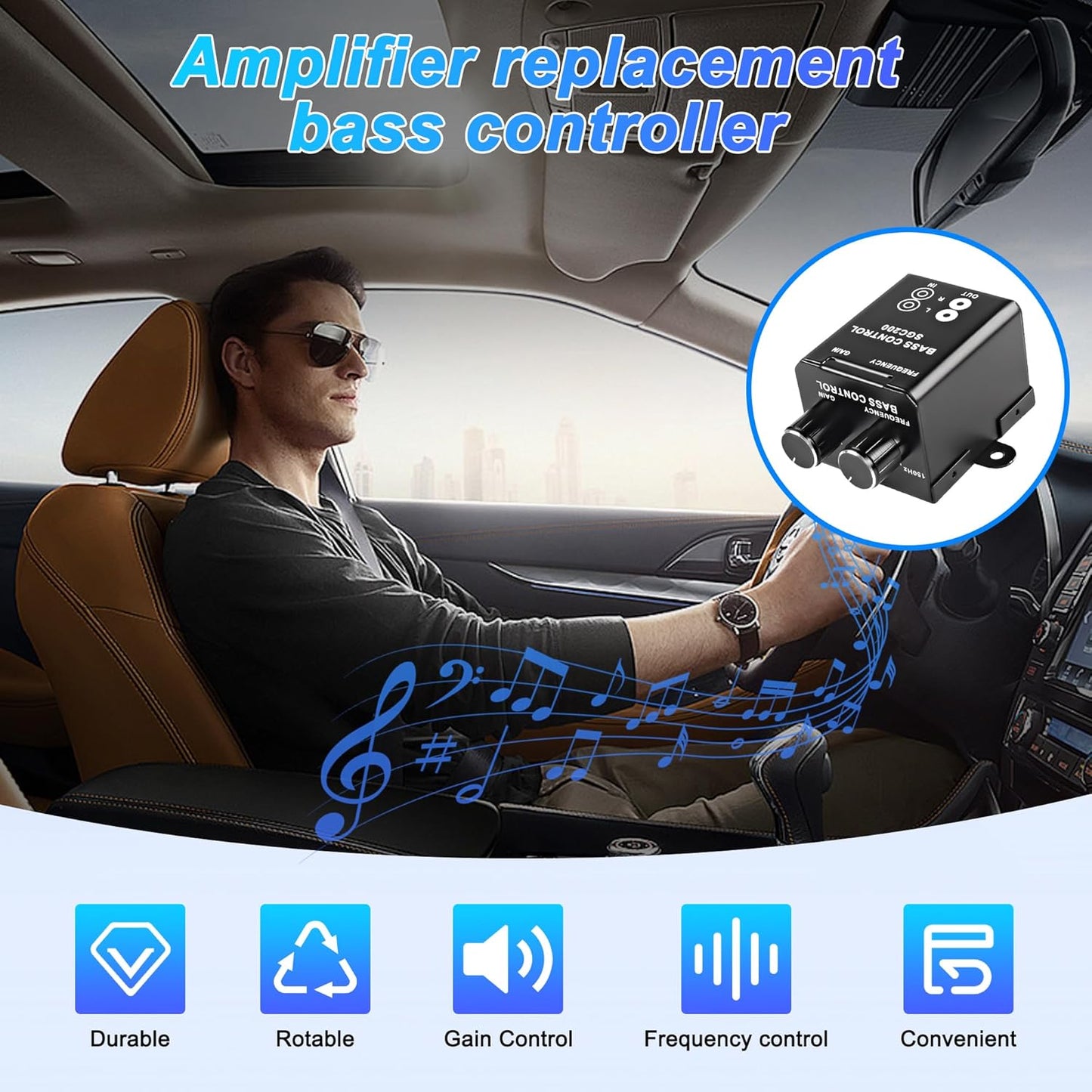 MEIRIYFA RCA Bass Knob for Car Amplifier Volume Control Knob Universal Car Audio Gain Regulator Remote Controller