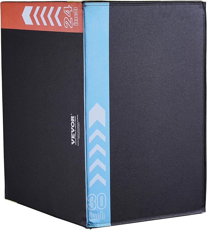 VEVOR 3 in 1 Plyometric Jump Box, Cotton Plyo Box, Platform & Jumping Agility Box, Anti-Slip Fitness Exercise Step Up Box for Home Gym Training, Conditioning Strength Training, Multiple Sizes, Black