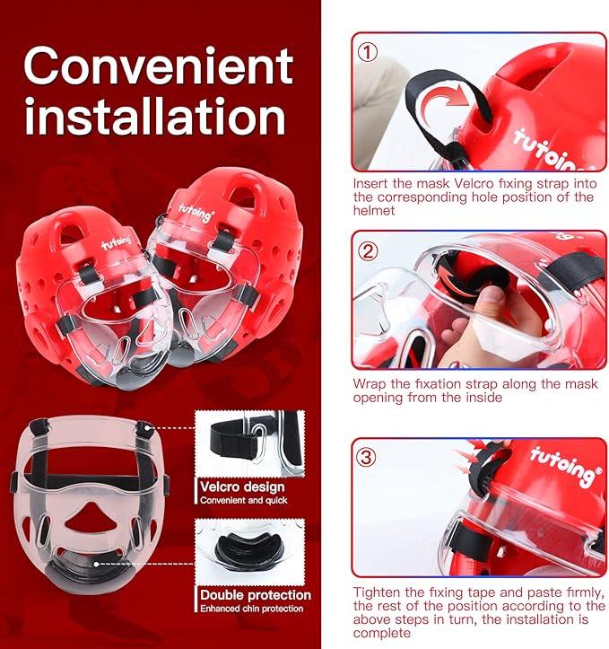 Kids Adults Karate Headgear MMA Martial Arts Helmet, Removable Face Shield, Soft Head Gear for Sparring Grappling Muay Thai Kickboxing Taekwondo Training