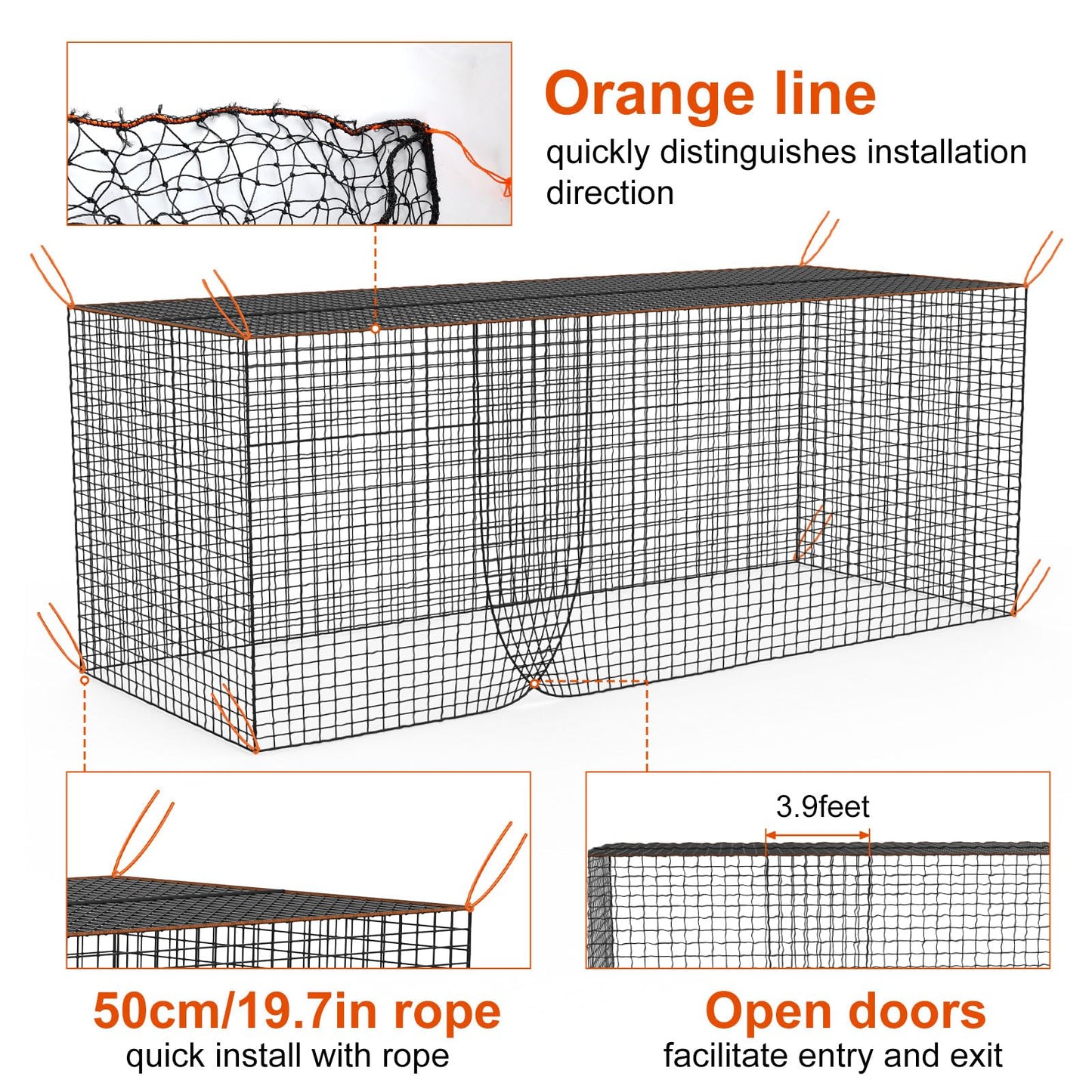 Batting Cage Net, 10x10x35 ft Heavy Duty Enclosed Batting Net With Door, Only Net, No Poles and Frame, Professional Softball Baseball Nets for Batting and Pitching, Batting Cages for Backyard