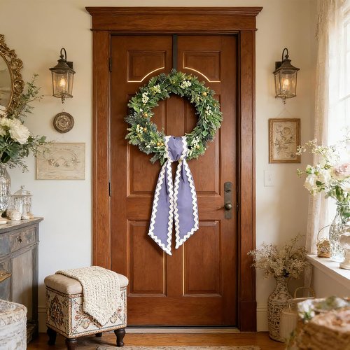 Azym Wreath Sash Set - Light Blue Wave Ribbon Accessories for Indoor/Outdoor Decor | 2 Pcs